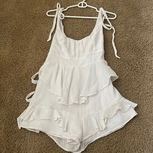 White Ruffle Romper